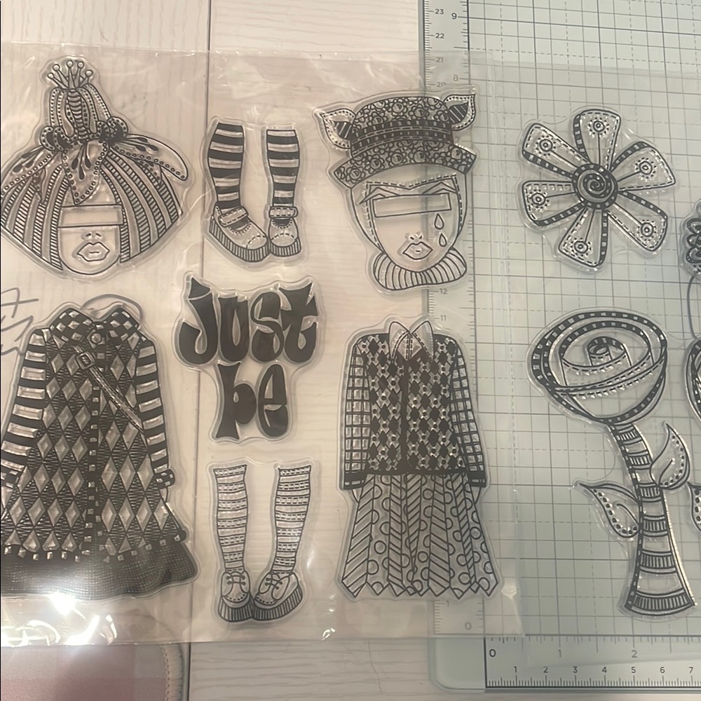 Artistic Black and White Stamps Set